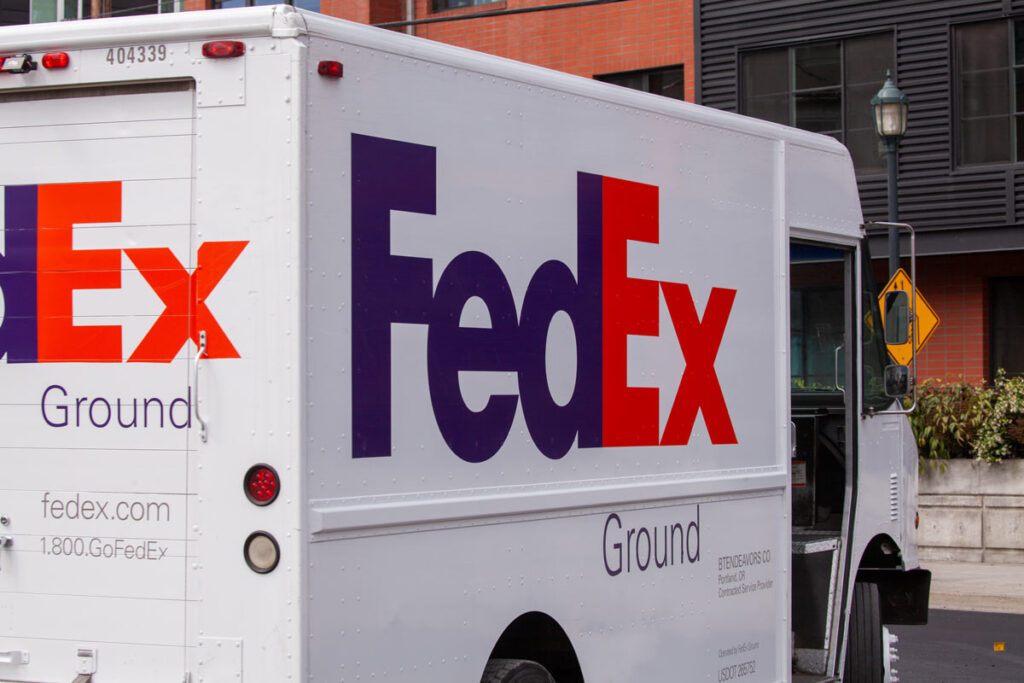 A parked FedEx truck, representing the FedEx odometers class action.