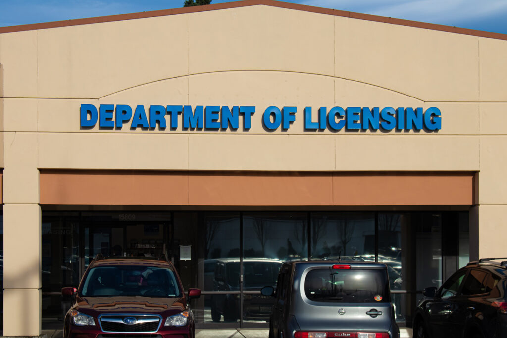 Close up of Department of Licensing signage, representing the Washington Department of Licensing data breach settlement.
