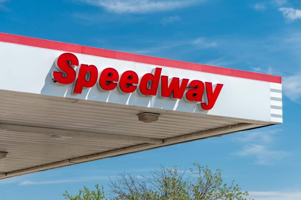 Close up of Speedway gas signage, representing the Speedway gas class action.