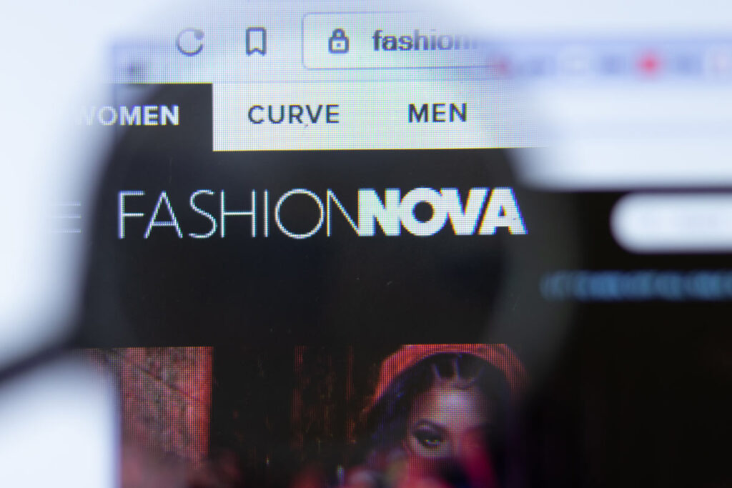 Close up of Fashion Nova logo displayed on their website, representing the Fashion Nova FTC settlement.