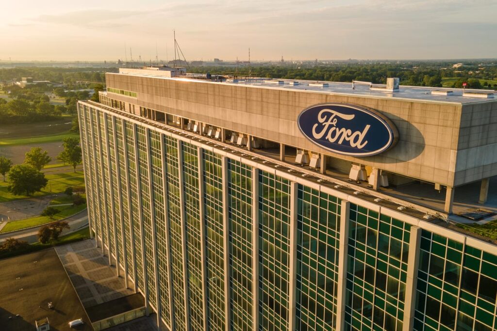 Ford company headquarters building, representing the Ford oil pump class action.
