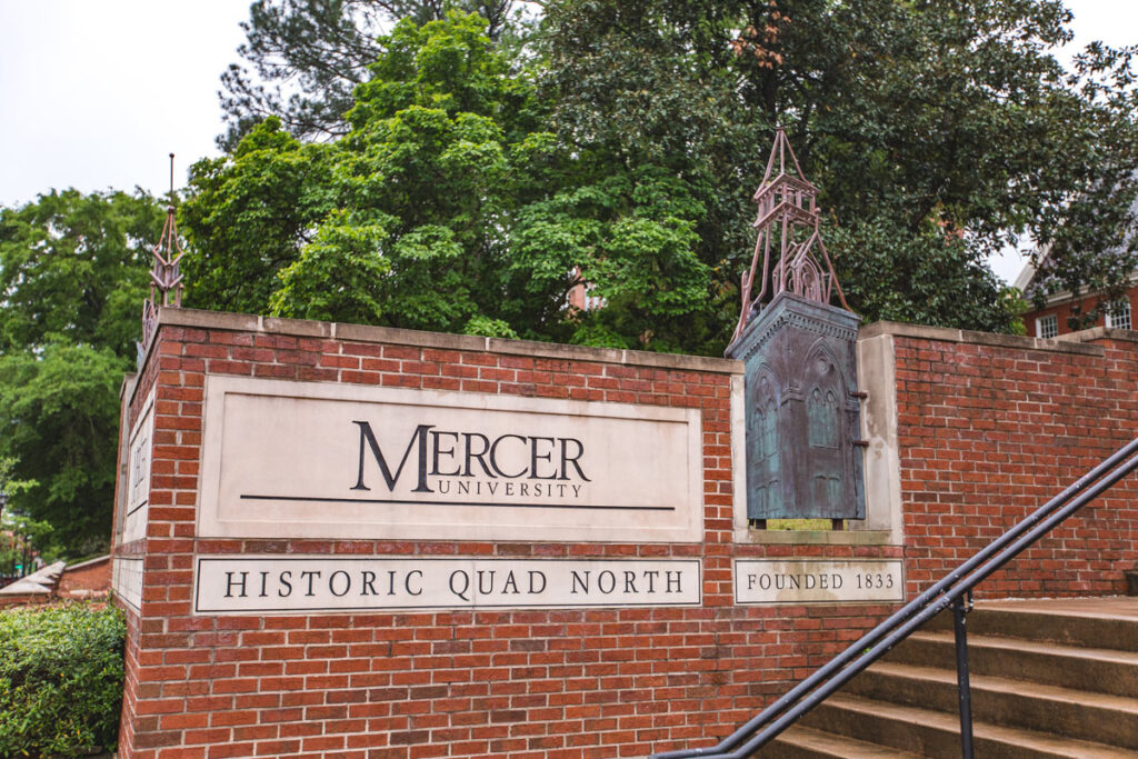 Close up of Mercer University signage, representing the Mercer University data breach class action.