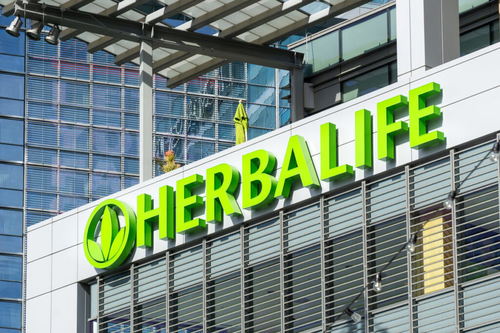 Close up of Herbalife signage, representing the Herbalife settlement.