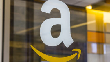 Close up of Amazon logo on a window, representing the FTC Amazon Prime lawsuit.