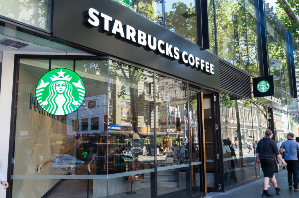 Exterior of a Starbucks location, representing Starbucks’ open letter about its Pride policy.