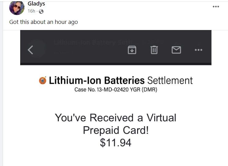 Lithium Ion Batteries FB 2 6-1-23 settlement checks