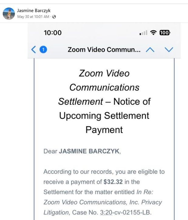 Zoom FB 5-30-23 settlement checks