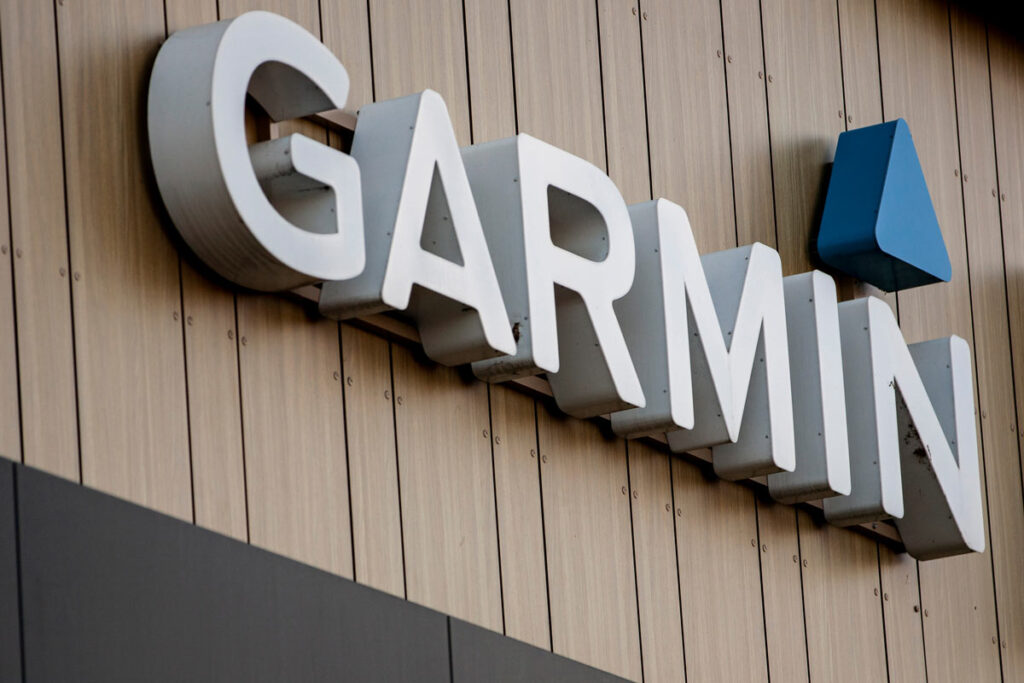 Close up of Garmin signage, representing the Garmin class action.