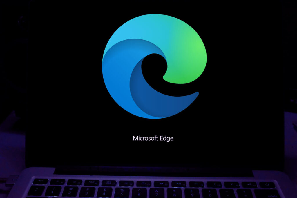 Microsoft Edge logo displayed on a laptop screen, representing the Microsoft edge class action.