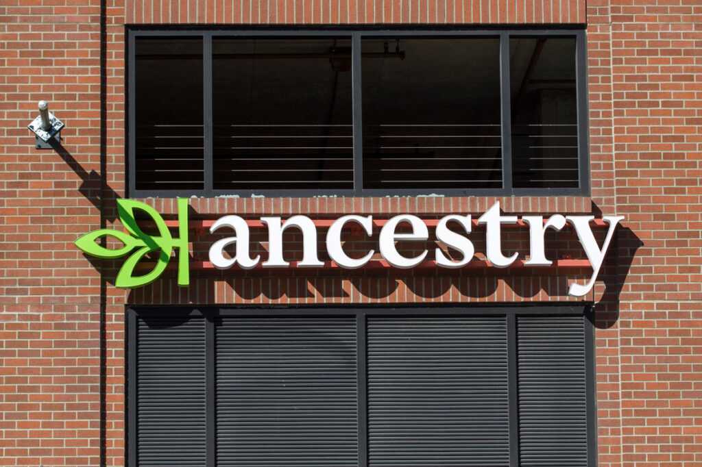 Close up of Ancestry signage, representing the Ancestry.com class action.