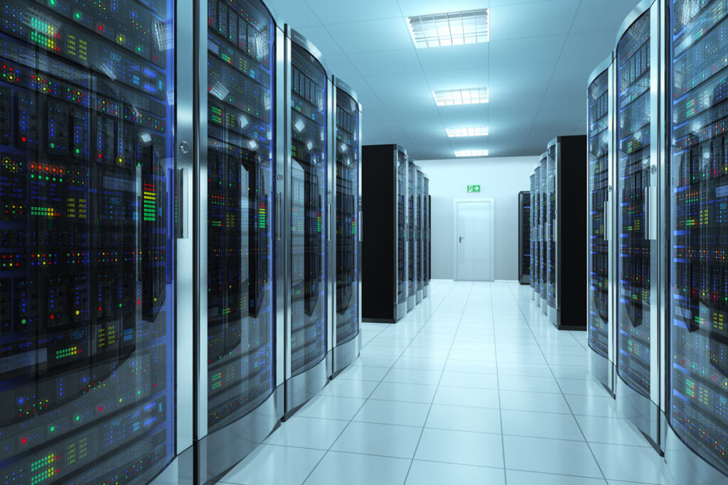 Interior of a server networking room, representing the Harvard Pilgrim data breach class action.