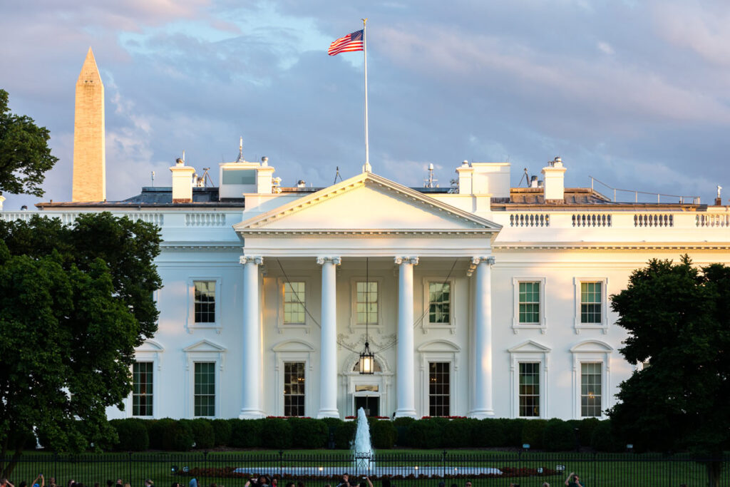 Exterior of the White House, representing rules on mental health coverage.