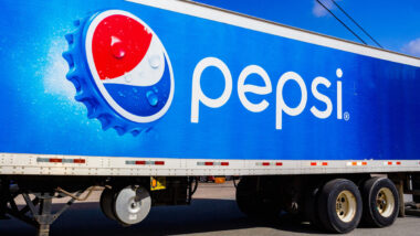 Pepsi logo on the side of a semi truck, representing the Pepsi class action.