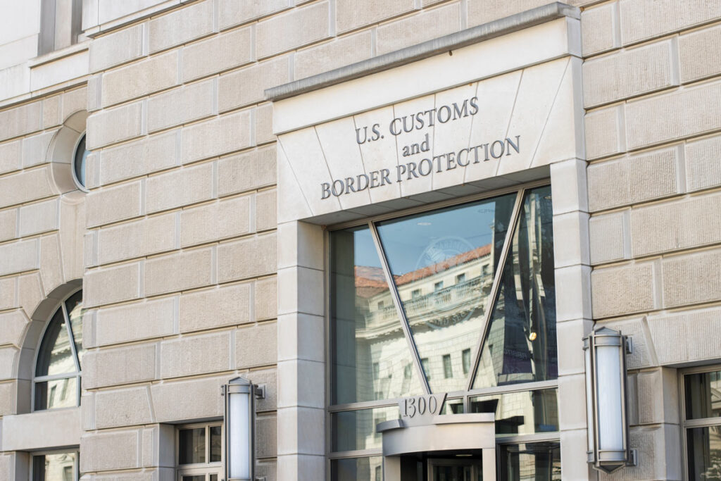 Close up of U.S. Customs and Border Protection signage, representing the girl's death in CBP custody.