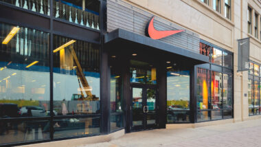 Exterior of a Nike store, representing the Nike pocket bra class action.