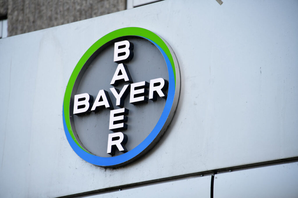 Close up of Bayer signage, representing the Bayer benzene lawsuit.