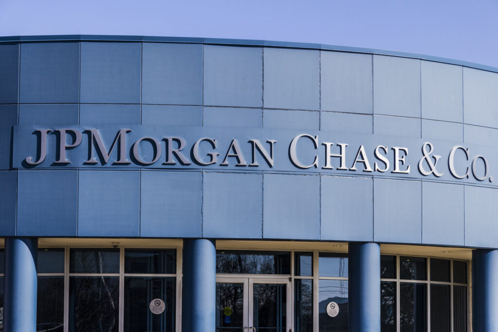 Close up of JP Morgan & Chase signage, representing the Virgin Islands' JP Morgan Chase Epstein lawsuit.