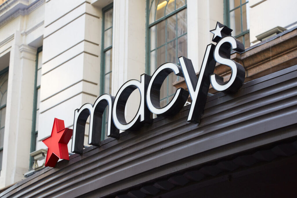 Close up of Macy's signage, representing the Macy’s class action.