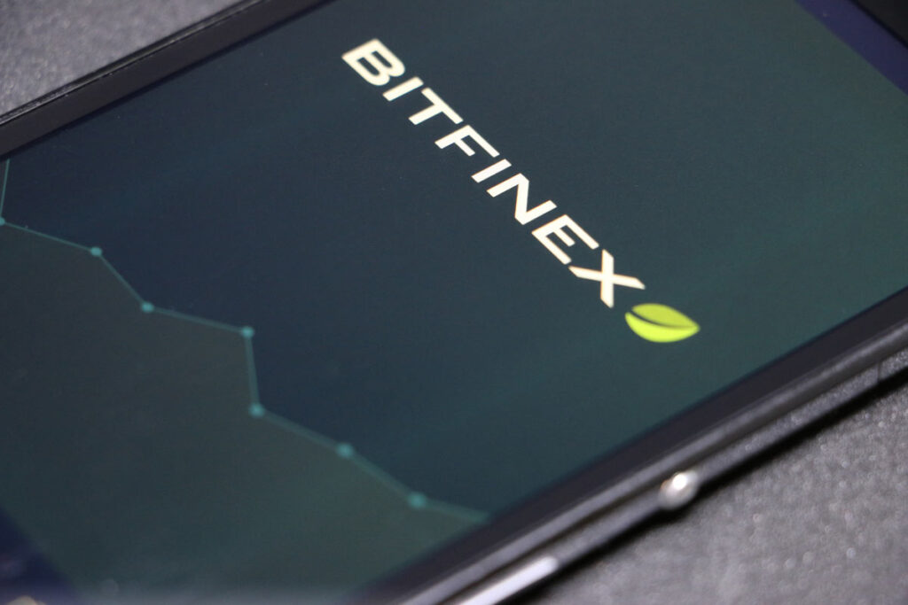 Close up of Bitfinex logo on a smartphone screen,