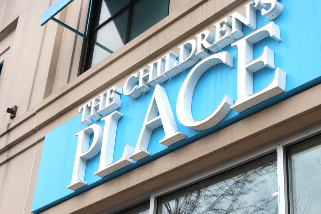 Close up of the Childrens Place signage, representing The Children’s Place PFAS class action.