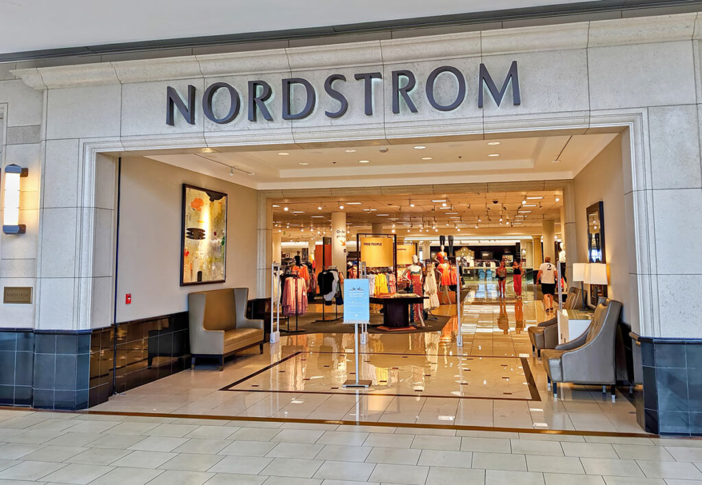 Nordstrom store entrance inside a shopping mall,