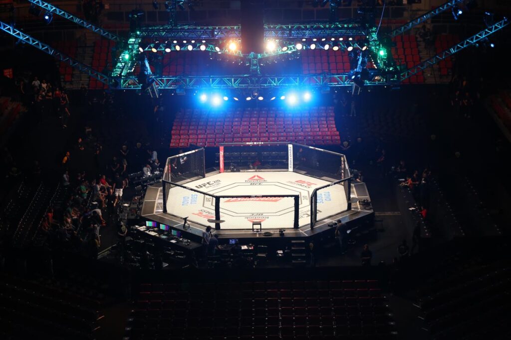 Inside of a UFC arena, representing the UFC fighters lawsuit.
