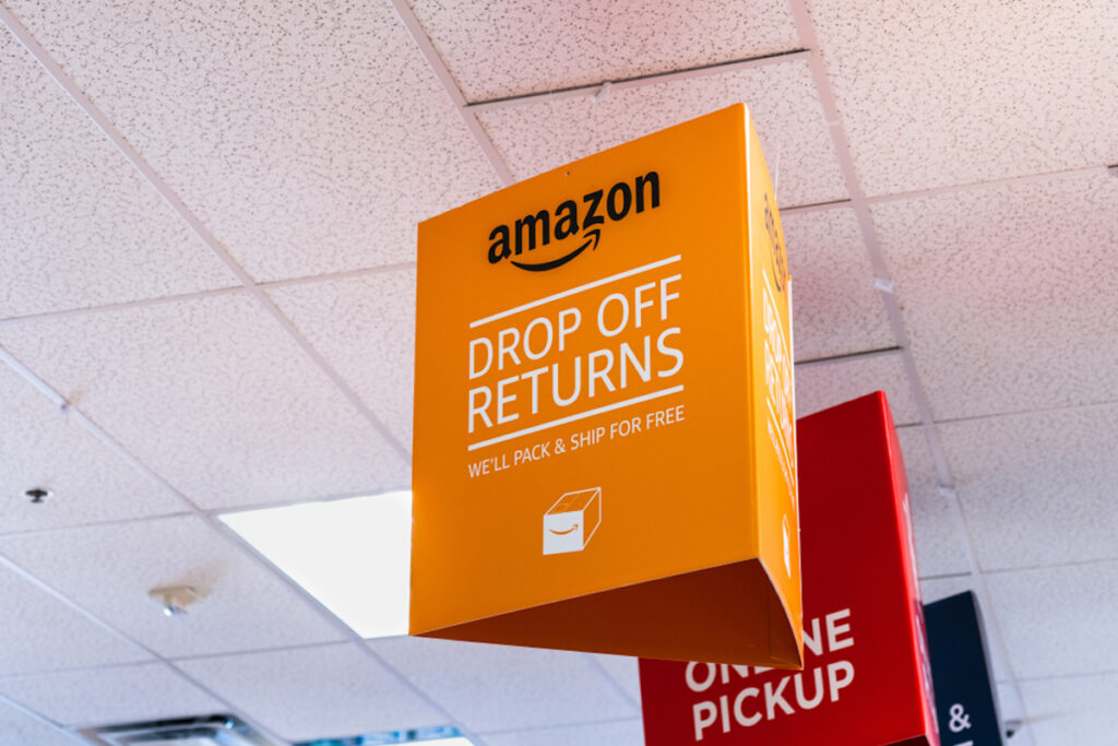 Amazon Drop off returns area in a Kohl's department store representing the Amazon class action.