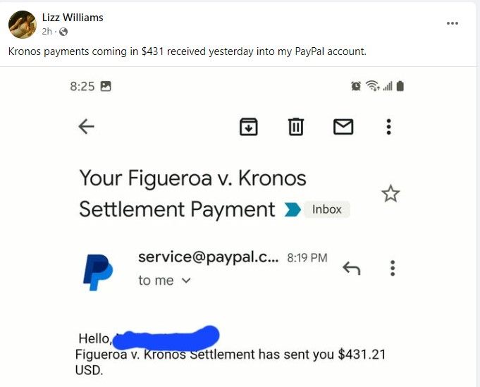 Kronos BIPA FB 7-14-23 checks in the mail