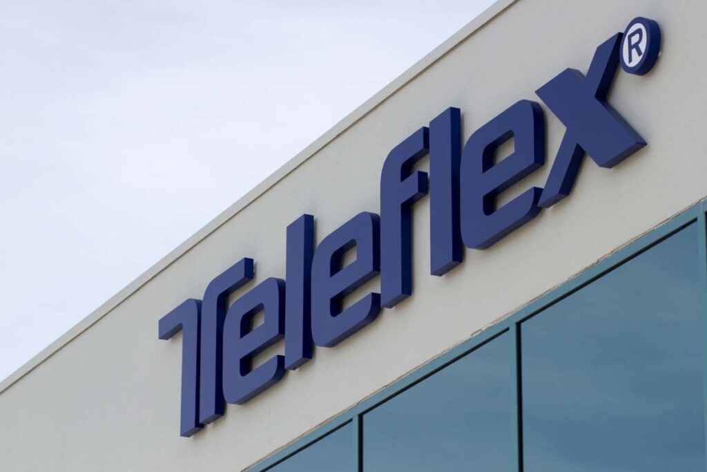 Close up of Teleflex signage, representing the Teleflex collective action settlement.