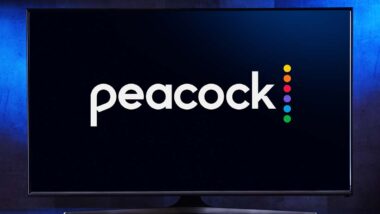 Peacock logo displayed on a TV, representing the Peacock automatic renewal class action.