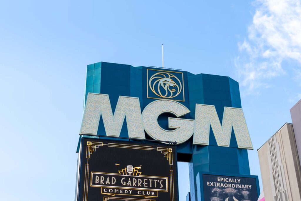 Close up of MGM signage, representing the MGM data breach class action.
