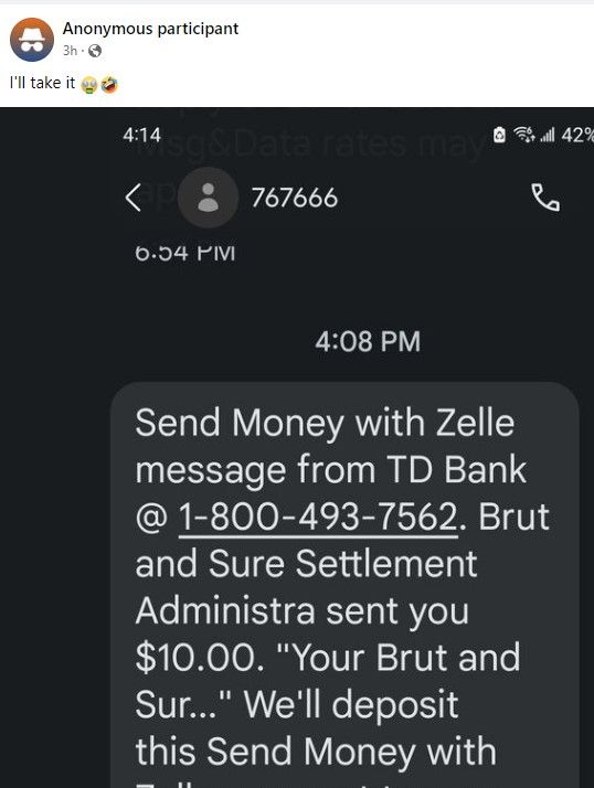 Brut & Sure FB 2 8-7-23 settlement checks