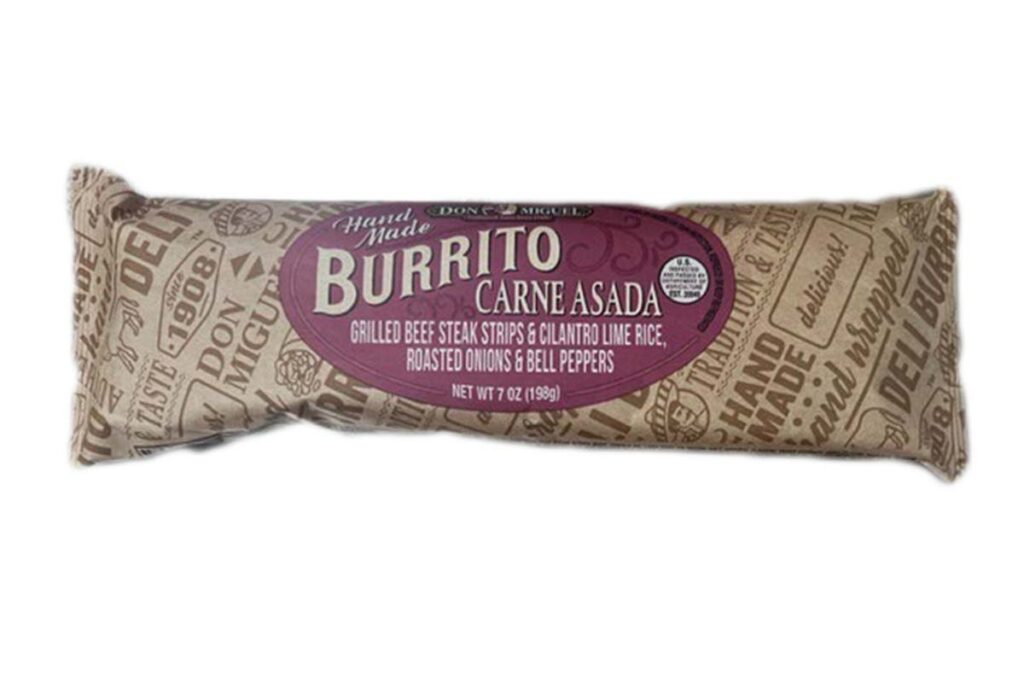 Product photo of recalled burrito by Don Miguel Foods, representing the burrito recall.