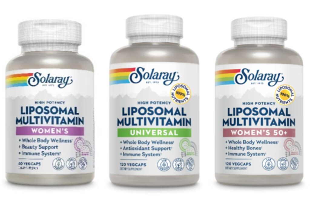Product photo of recalled vitamins by Nutraceutical Corporation, representing the Solaray Liposomal Multivitamin recall.