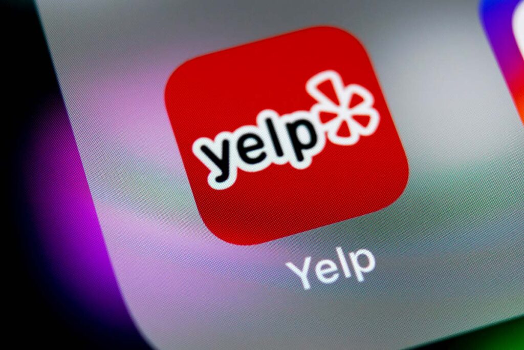 Close up of the Yelp app icon, representing the Texas Yelp lawsuit.
