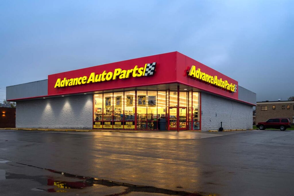 Exterior of an Advance Auto Parts location, representing the Advance Auto Parts class action.