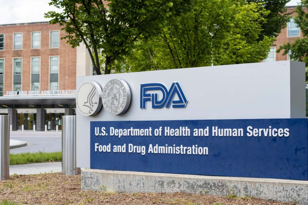 Close up of FDA signage, representing the updated FDA guidelines.