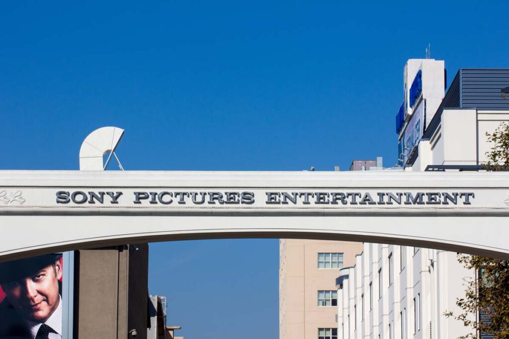 Close up of Sony Pictures Entertainment signage, representing the Crunchyroll class action lawsuit settlement.