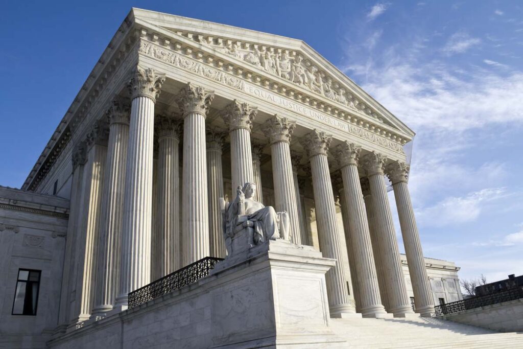 Exterior of the U.S. Supreme Court, representing the Supreme Court review of enhanced sentencing for those with prior convictions.