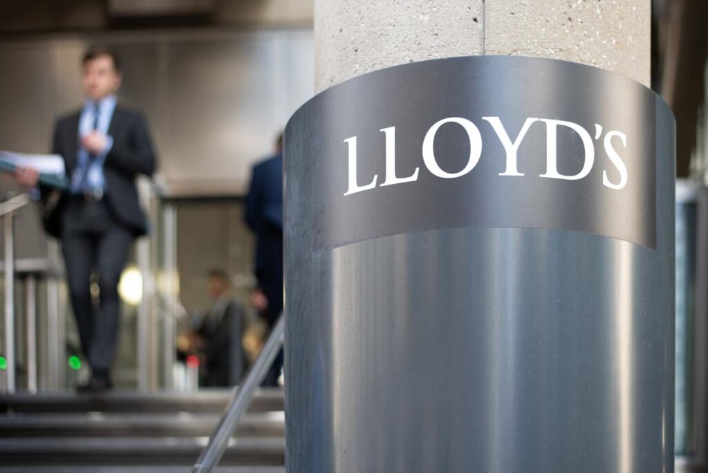 Close up of Lloyds signage, representing the Lloyd's of London syndicate class action lawsuit settlement.