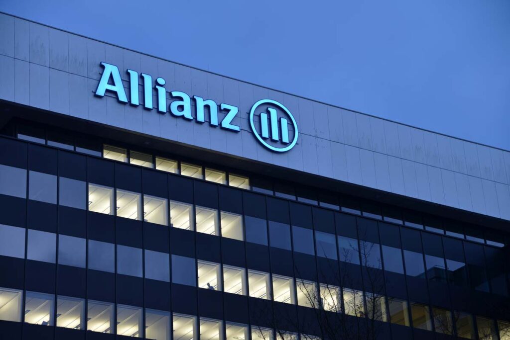Close up of Allianz signage on a building, representing the Allianz Global Assistance (AGA) class action settlement.