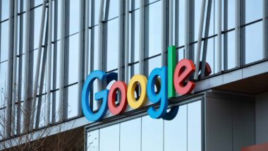Close up of Google signage, representing Google AI.