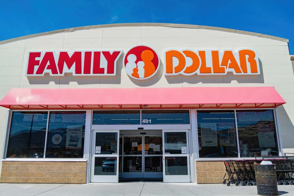 Exterior of a Family Dollar store, representing the Family Dollar class action lawsuit settlement.