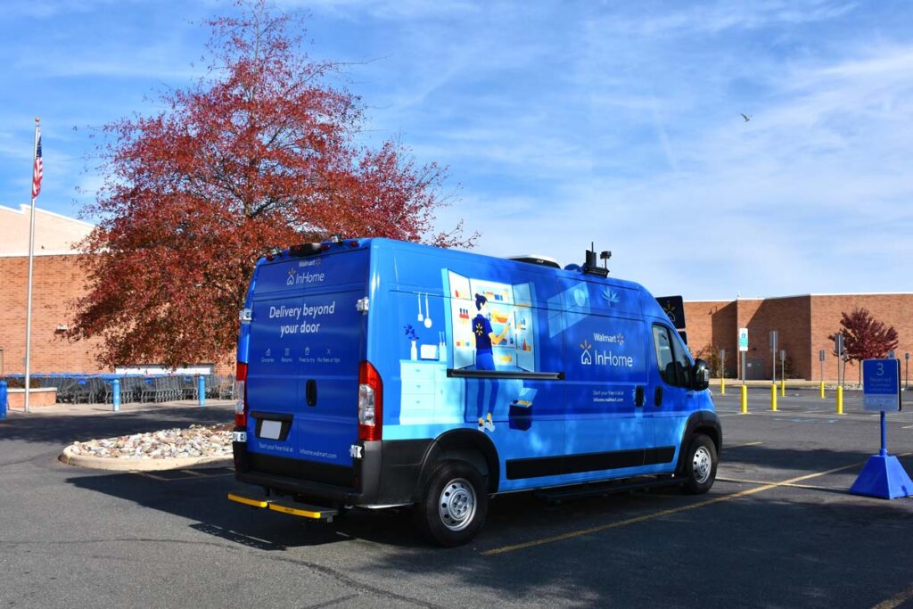 A Walmart delivery van, representing the Walmart deliver drivers class action.