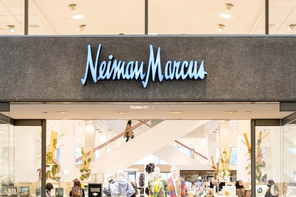 Close up of Neiman Marcus signage, representing the Neiman Marcus discrimination lawsuit.