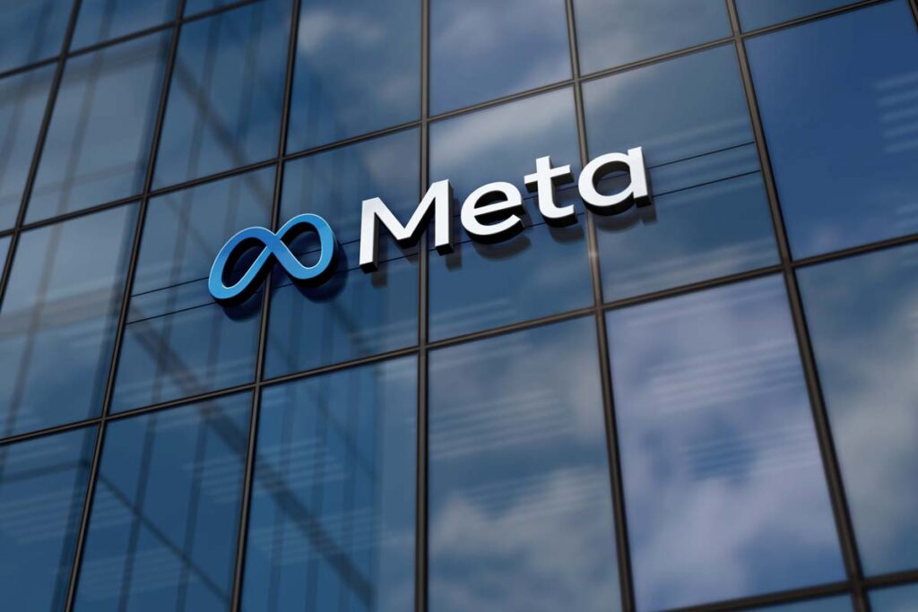 Close up of Meta signage, representing the Meta whistleblower.