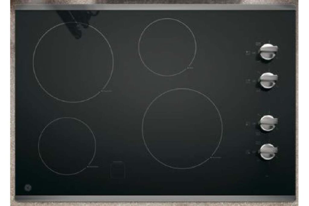 Top view of recalled GE cooktop, representing the GE electric cooktop recall.