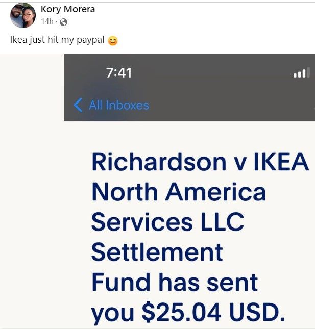 Ikea+FACTA+FB+10-11-23 checks in the mail