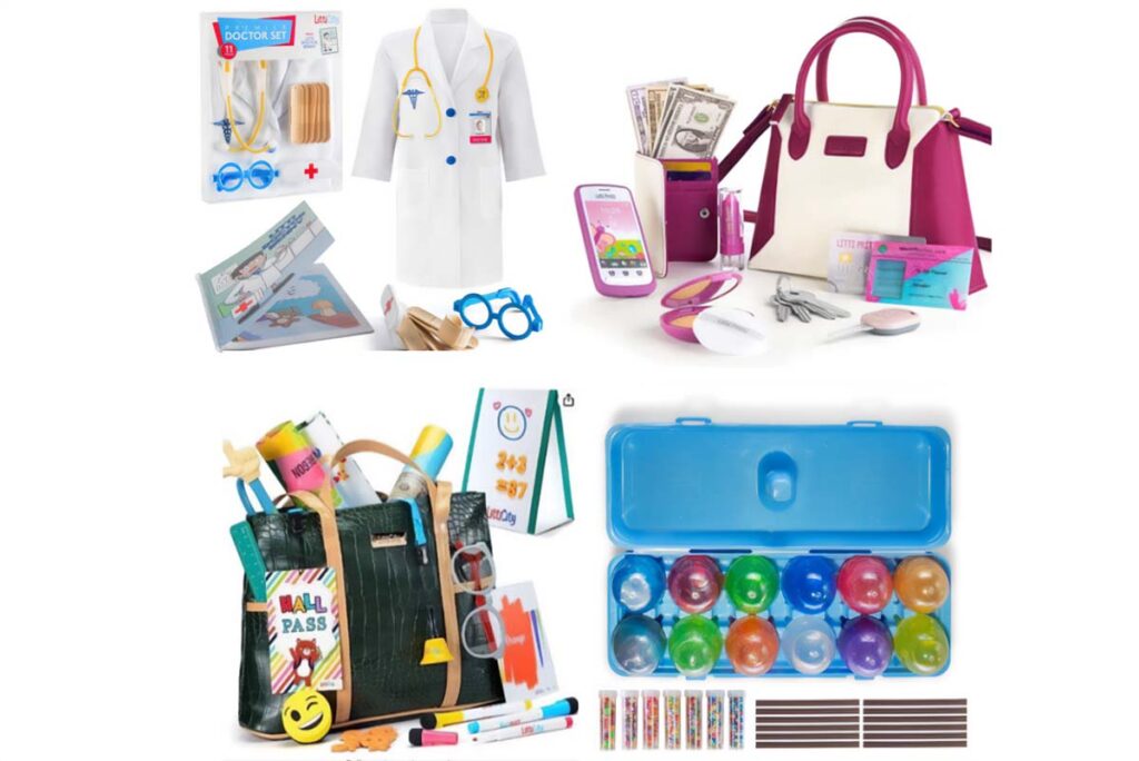 Product photo of recalled products sold by Litti City and Litti Pritti, representing the children's dress-up playsets recall.