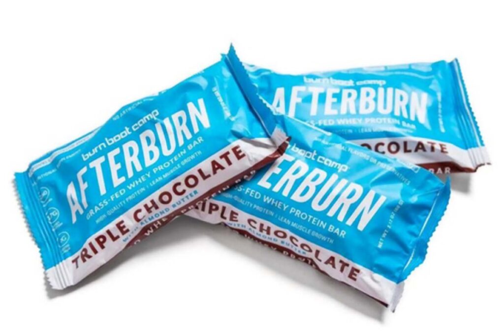 Product photo of recalled protein bars by Afterburn, representing the Burn Boot Camp whey protein bar recall.